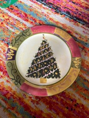 Certified International Multicolor Holiday Tree Decorative Serving Plate
